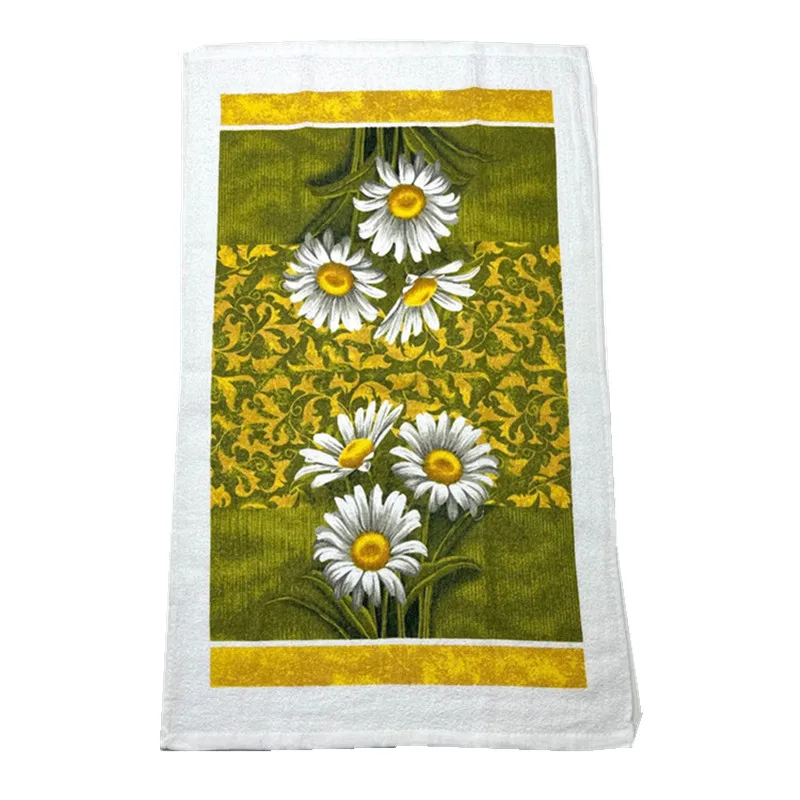 1Pc 36x61cm Colorful Retro Printed Cotton Tea Towel Kitchen Dishcloth Water Absorption Cleaning Cloth Holiday Gift