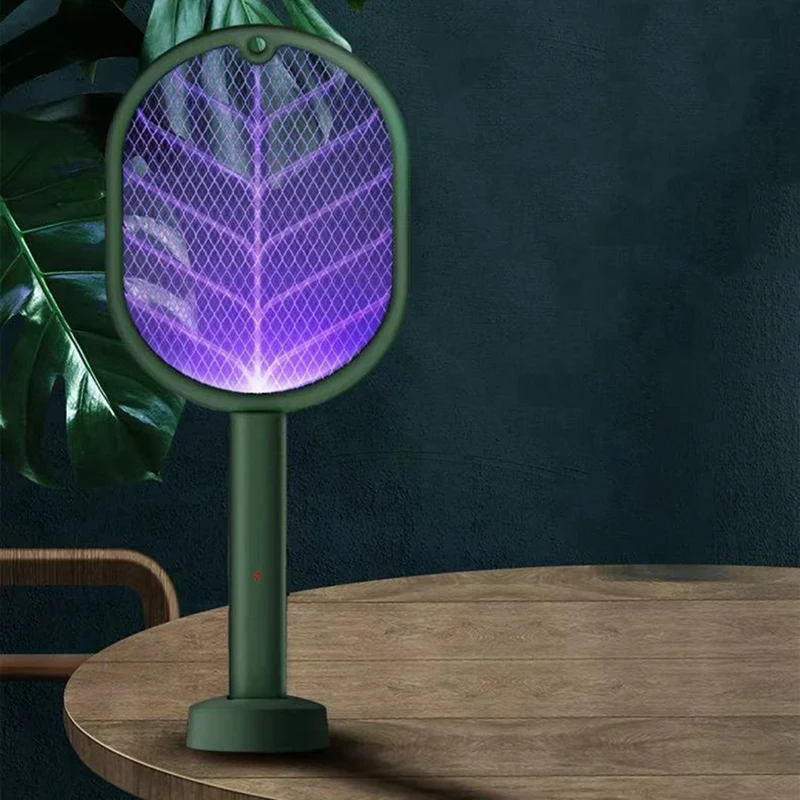 Handheld Rechargeable Tennis Mosquito Racket Trap Lamp Electric Fly Swatter Bug Safety Mesh Cordless Tray for Summer