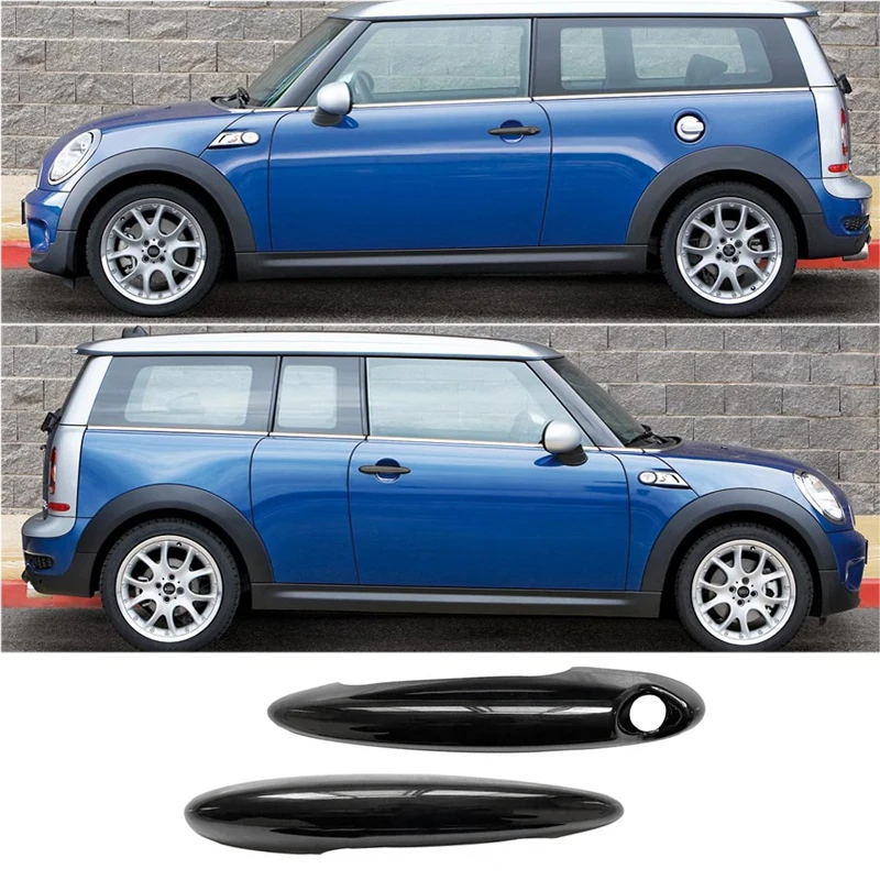 미니 쿠퍼 원 D S JCW R55 클럽맨 4도어 2007-2014용 자동차 사이드 도어 및 테일게이트 핸들 커버 트림 4개 세트, 긁힘 방지 쉘