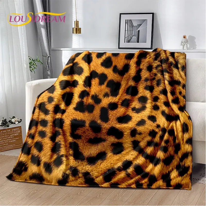 3D Wild Leopard Print Blanket Series Soft Plush Flannel Blanket for Living Room Bedroom Bed Sofa Picnic Kids Covering When Sleep 4