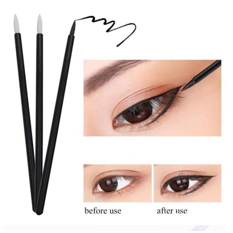 Durable 100Pcs Beauty Makeup Eyeliner Brushes With Cap Make Up Brush Disposable Eyeliner Brush 5