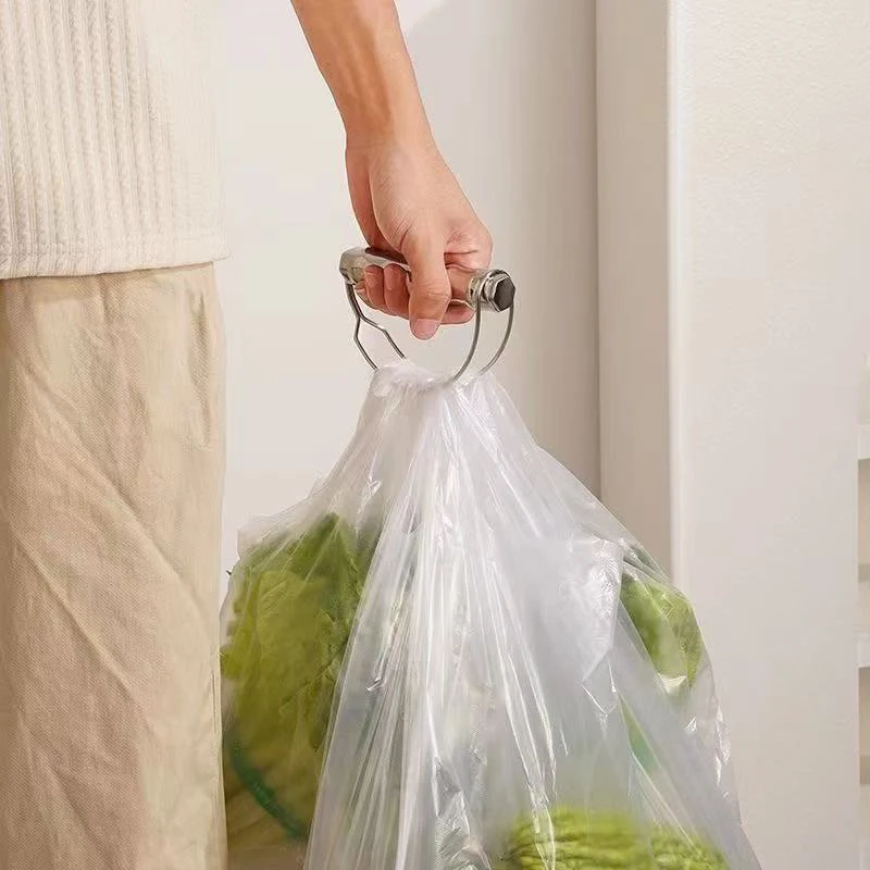 1PC Stainl Steel Vegetable Carrier Convenient Handheld Plastic Bag Holder Easy To Use Home Storage Utili Item Office Furniture
