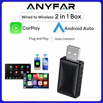 Adattatore Wireless Carplay Android Auto 2 in 1 Smart Dongle 2026 5G WIFI per iPhone e Telefoni Android per Volvo Benz MG Kia Chery VW