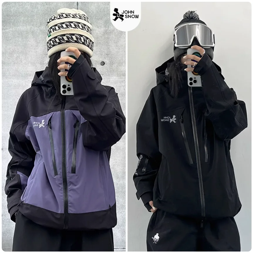 John Snow Warm Waterproof Ski Jacket For Men And Women Professional Fashion Skiing Snowboarding Coat Snow Hooded Outdoor Jacket