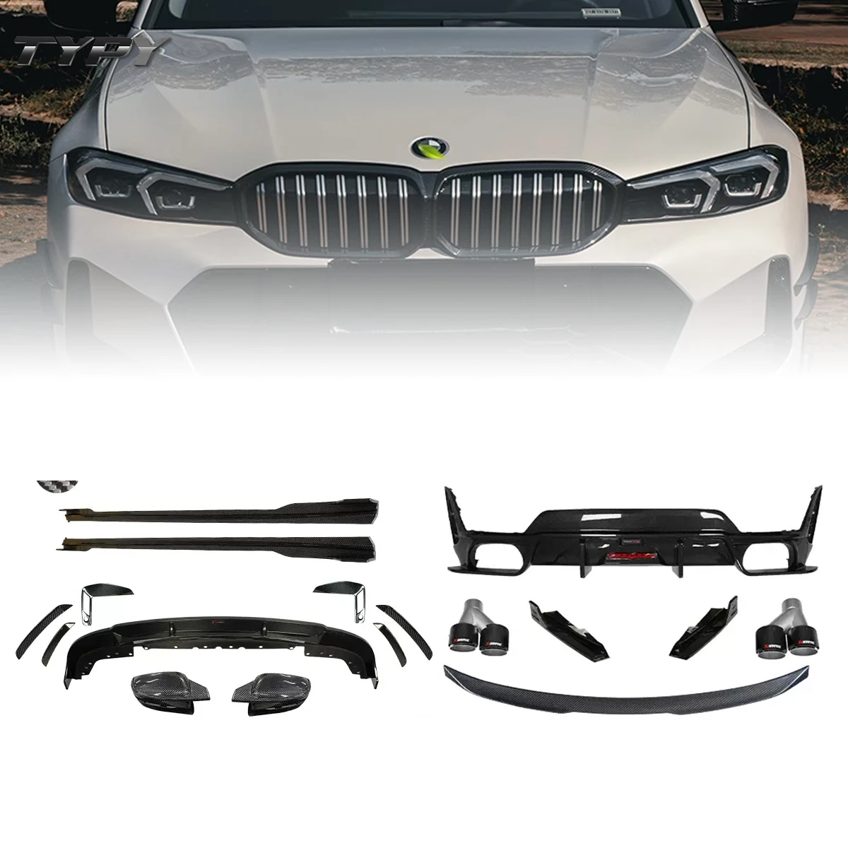 

TYPY Aerodynamic Assembly For 3 Series G28 Carbon Fiber Body Kits Front Lip Mirror Covers Side Skirts Rear Spoiler