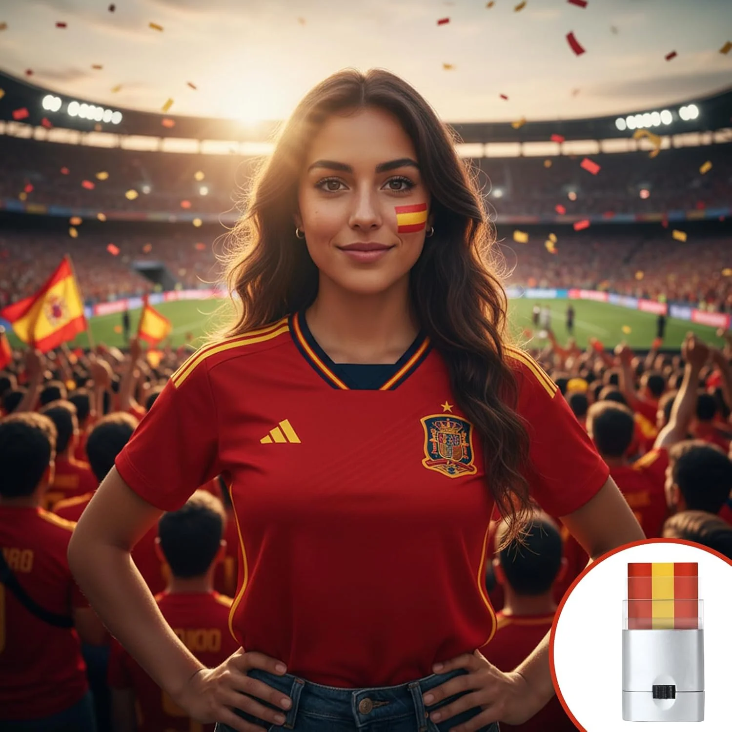 Pennarelli per Trucco Viso Giallo e Rosso, Colori per il Viso per Sport in Spagna, per Calcio, Baseball, Softball, Atleti e Tifosi - immagine 5