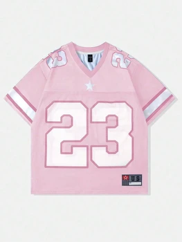 2026 New Hot Women's Summer Y2K Fashion Casual Shirt Street Retro Hip Hop 23 Shirt V-Neck Loose Breathable Quick Drying T-Shirt