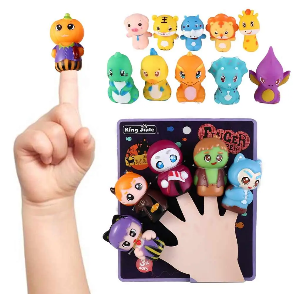 

5pcs/set Finger Puppets For Kids Baby Mini Animals Educational Tiny Hands Toys Children Colorful Rubber Finger Puppets Theater