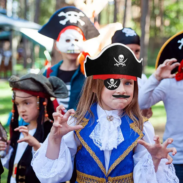Cuteshower Girls Pirate Costume Set - Complete Dress-Up Kit With Hat, Dress, Belt, Bag & Accessories For Halloween