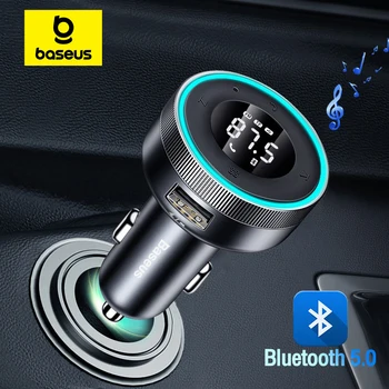 Baseus FM Transmitter Modulator Car Wireless Bluetooth 5.0 USB Fast Charger Auto Aux Radio Mp3 Player Music Hands Free Car Kit 1