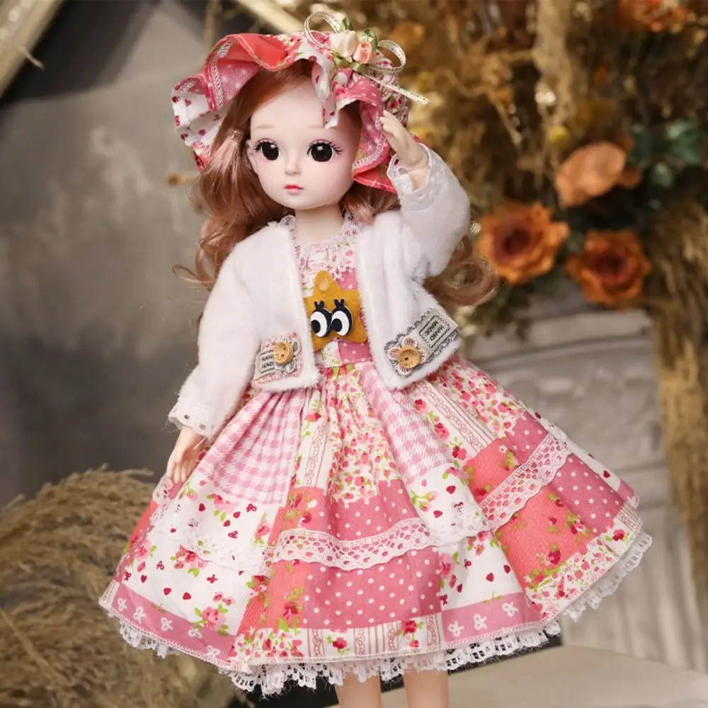 Plastic 30CM Movable Joint Doll Cute Princess Toy Safety Girl Dress Up Toys 3D Makeup Doll With Music Children 4