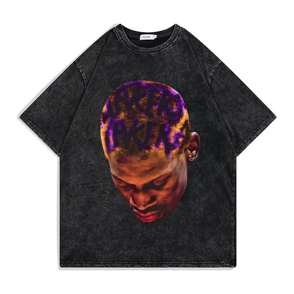 

The Worm Dennis Rodman Big Face Graphic Washed Vintage Tshirt Men Fashion Oversized Basketball Boys T-shirt Male Casual T Shirts