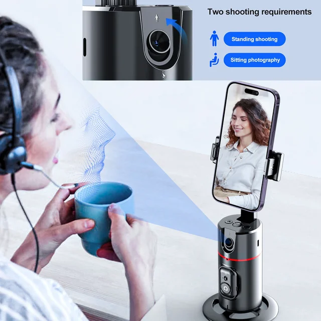 Phone stabilizer smart facial tracking with removable fill light phone stand wireless selfie stick tripod for