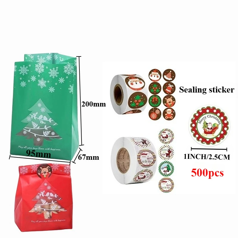 Christmas Candy Packaging Bags with Stickers