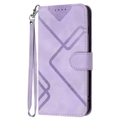 Elegant Geometric Pattern Wallet Flip Leather Phone Case with Magnetic Closure - Matte Finish for Xcover 5 (PURPLE)