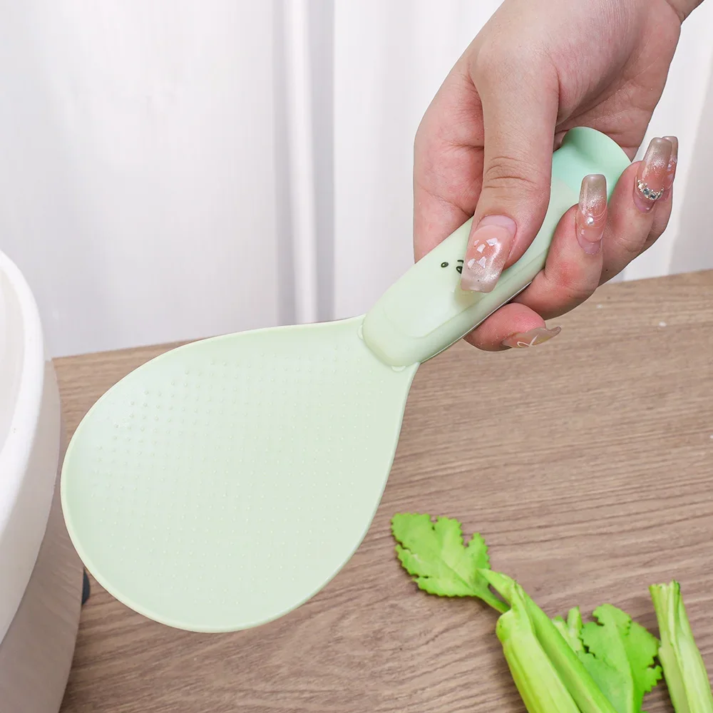 Suction Cup silicone cooking spoon plastic rice spoon cooking scoop Rice Spoon Can Stand Upright Non-stick Rice Cooker Scoop High Temperature Resistance Tableware Kitchen Storage Tools