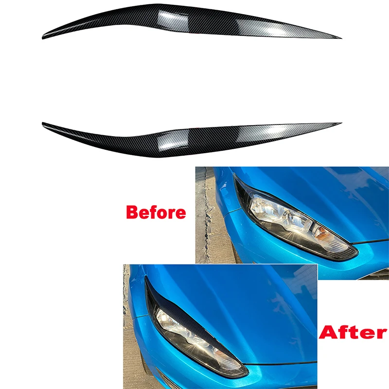 2PcsFrontHeadlightCoverHeadLightLampEyelidEyebrowTrimForFord