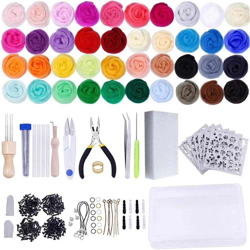40/25/10 Colors Set Needle Felting Kit Wool Roving Needle Felting Starter Kit Wool Felt Tools with Tool wool felting kit needle felt kit needle felting wool wool felting needles