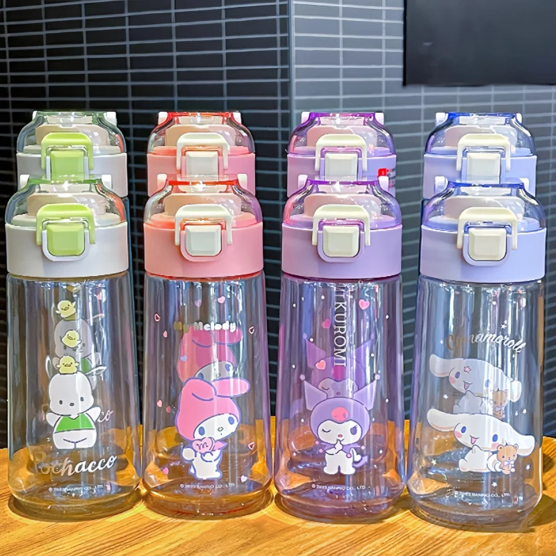 

Sanrios Kuromi My Melody детская пластиковая чашка для воды Cinnamoroll аниме кавайная мультяшная Милая Студенческая поп-Кепка прямая чашка для питья