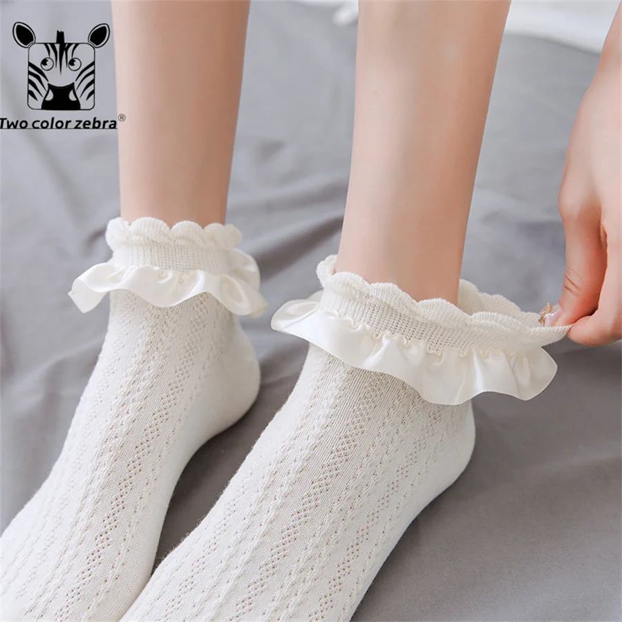 Summer Thin Section Lolita Maiden Sweet Wind Solid Color Aldult Sock Lace Clothing Accessories Twisted Low-cut Daily Necessities