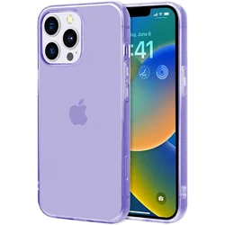 Luxury Transparent Candy Color Clear Soft Case - Ultra Thin Silicone Slim Cover - iPhone 15 Plus (Purple)