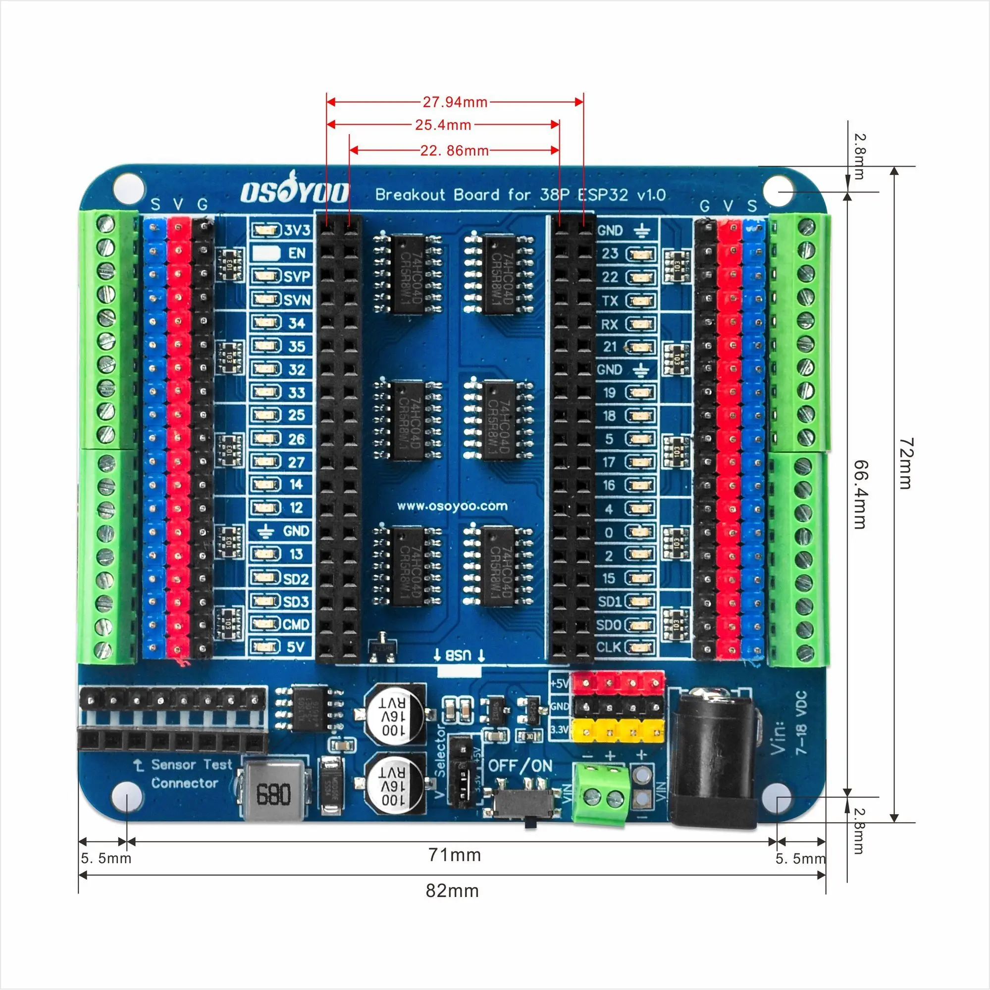 รูปสินค้า บอร์ดเชื่อมต่อ ESP32 และ ESP8266 สำหรับโปรเจกต์อิเล็กทรอนิกส์
