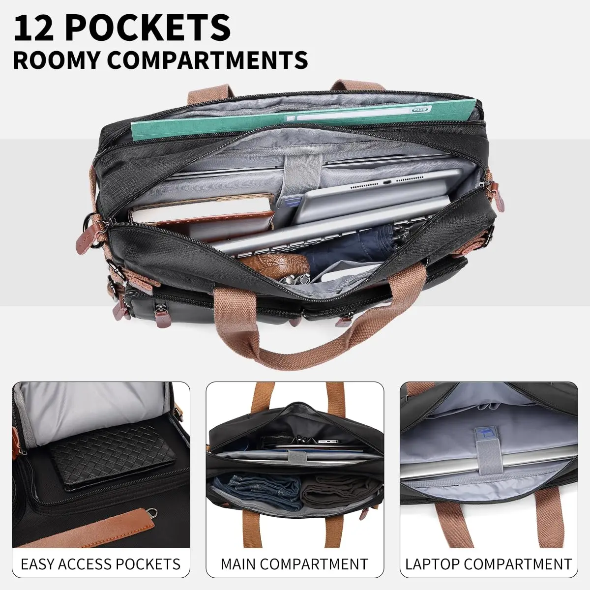 Laptop Bolsa para Homens e Mulheres Bolsas de Trabalho de Escritório Mochila de Negócios Messenger Bolsa Bolsas de Computador Laptops 17.3 em 1 - Imagem 2