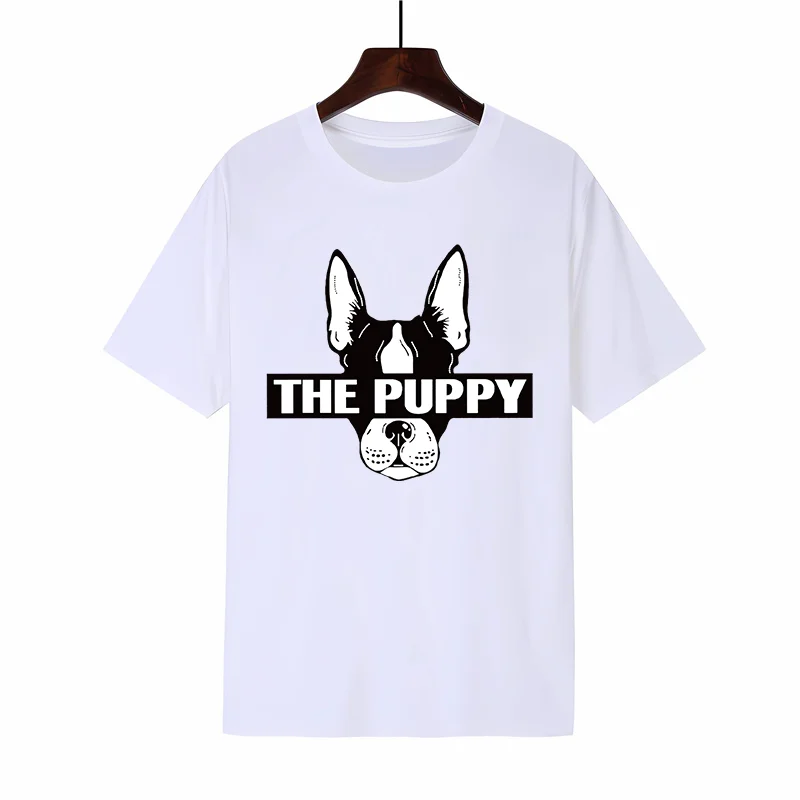 

Summer Men Cotton T-Shirt The Puppy Pattern Tops Tees Male Fashion Letter Camiseta Short Sleeve Clothing Harajuku Streetwear