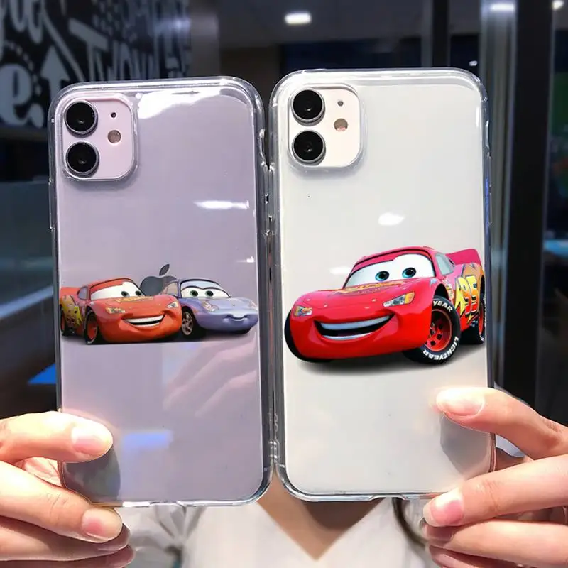 Coque de téléphone transparente Cars L Rains M McQueen pour iPhone, 11, 12, 13, 14 Pro Max, 7, 8