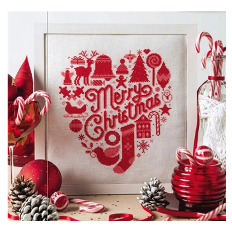 Merry Christmas Cross Stitch Package 18ct 14ct 11ct Unprint Canvas DMC Cotton Silk Thread Embroidery DIY Handmade Needlework cross stitch kit