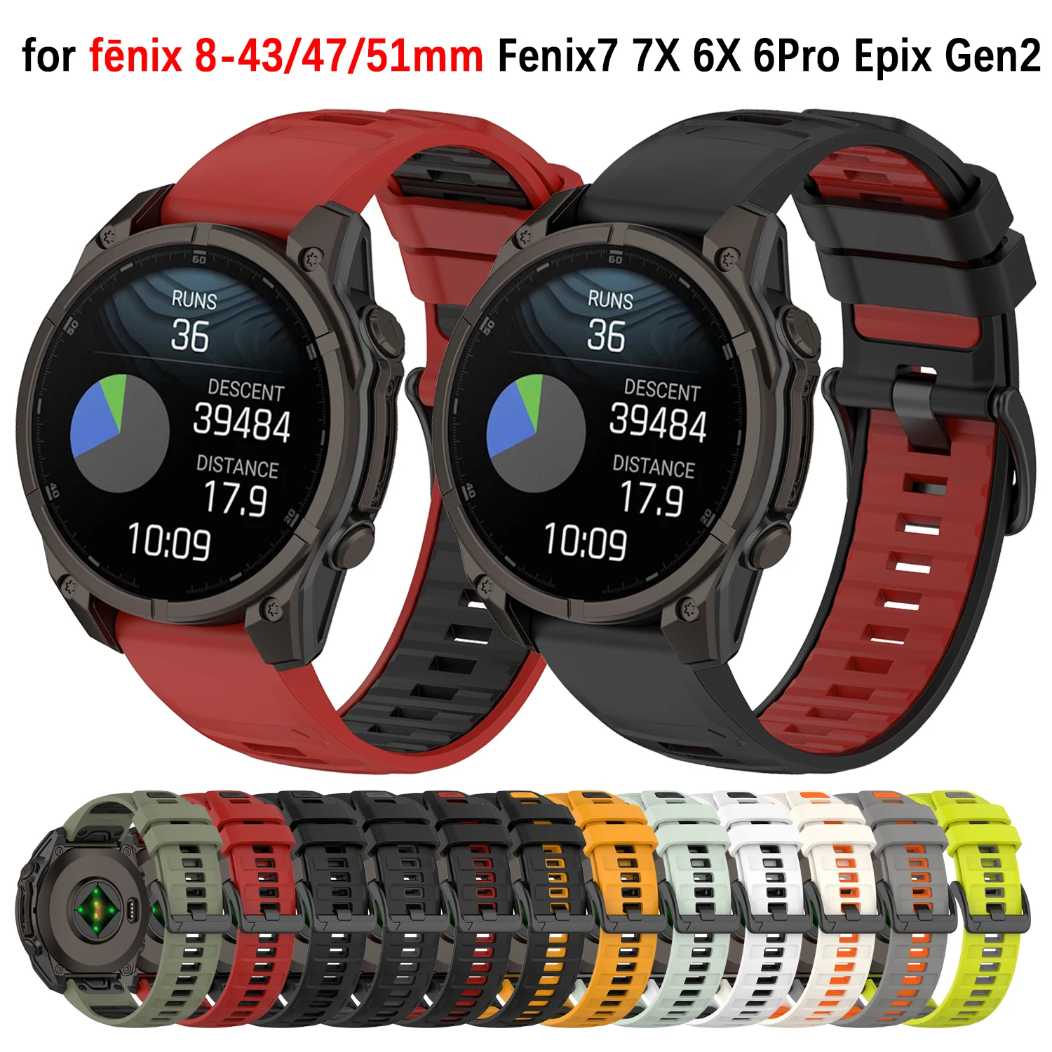 Universal QuikFit Silicone Watch Strap - Available in 20mm, 22mm, and 26mm Sizes