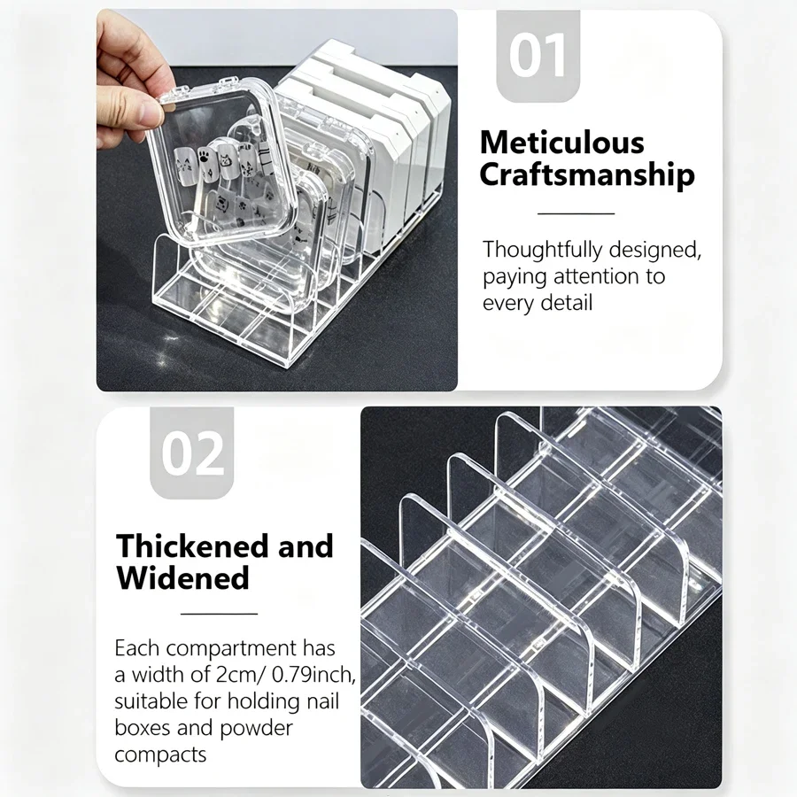 Acrylic Makeup Palette Organizer with 7-Grid Storage Compartments