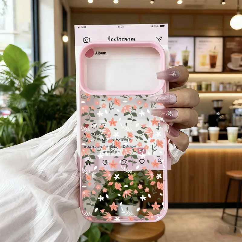 Floral Pink White Clear Shockproof Phone Case – Transparent Hard Cover