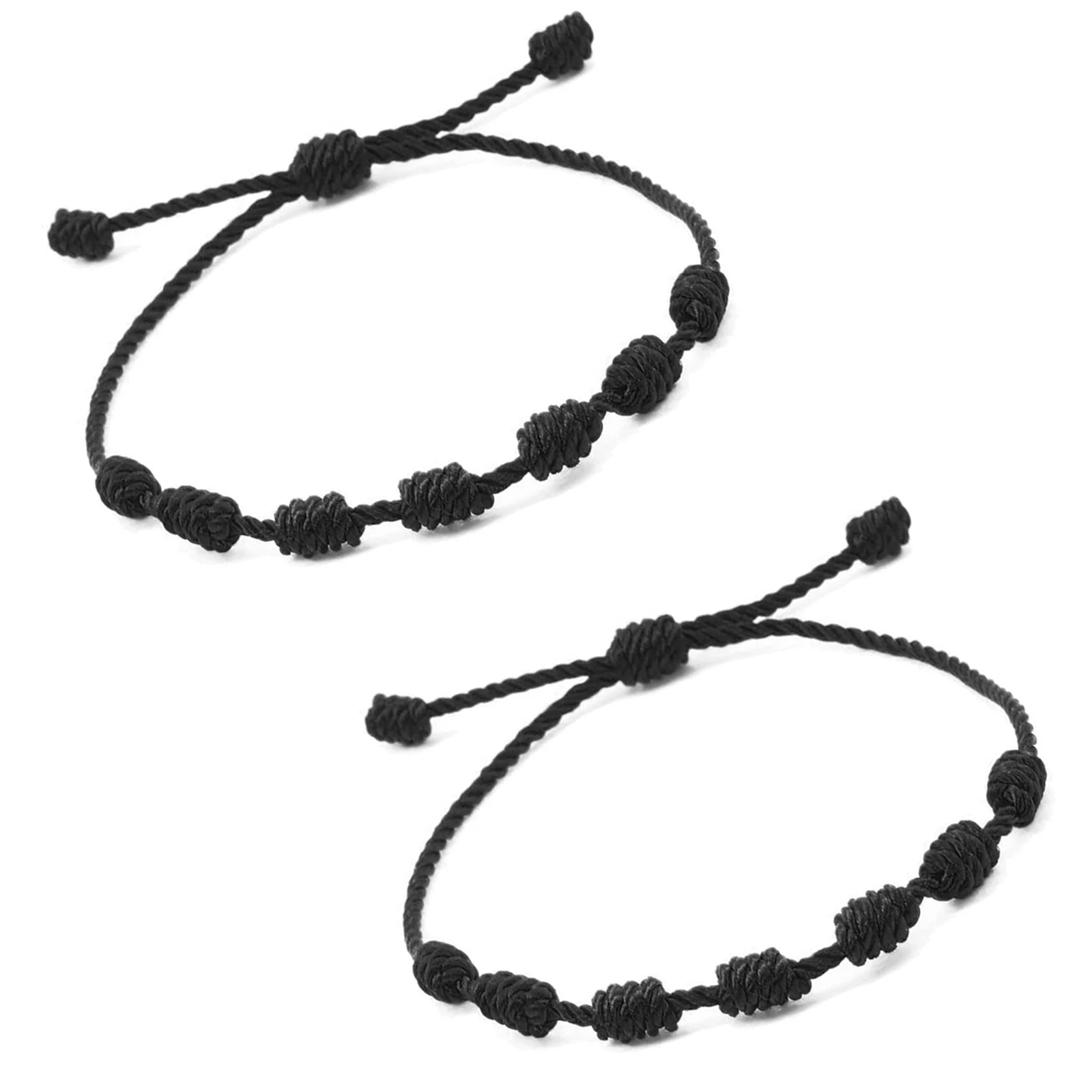 2 Pieces Red String Handmade Bracelets Black Cord Bracelet Adjustable Kabbalah Red Knot String Bracelet Amulet for Protection 6