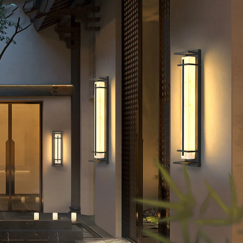 Outdoor LED Lmitated Marble Wall Lamp AC110V 220V Waterproof IP65 Stainless Steel Porch Light For Street Path Sconce Decoration