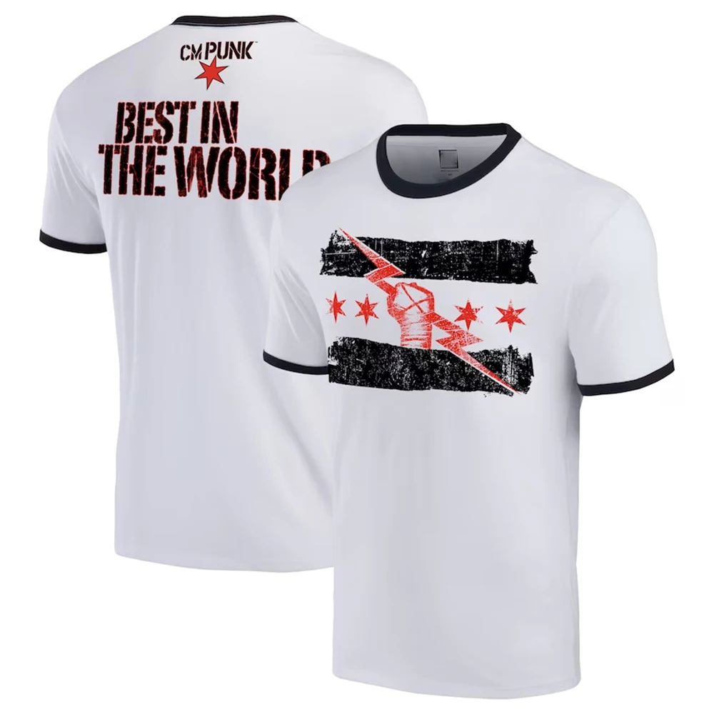 

Wrestling Men White Black CM Punk Best In The World Ringer T-Shirt Hot Selling New Summer Women Short Sleeve Tops Children 3D