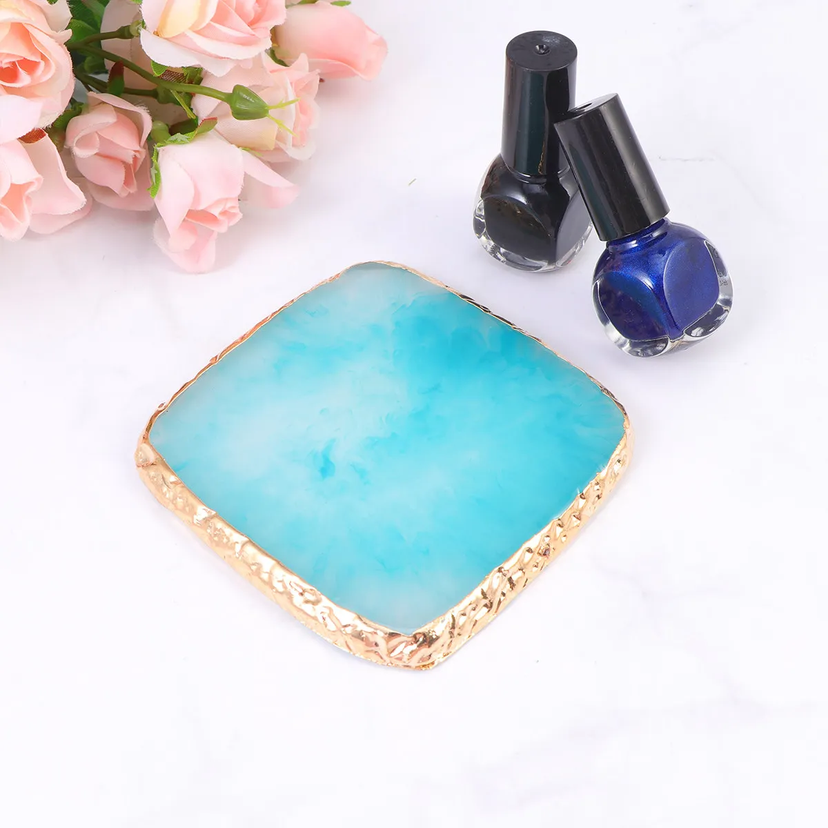 1Pcs 매니큐어 네일 디스플레이 플레이트 레진 팔레트 매끄러운 표면 청소가 용이한 네일 아트 홈샵용 믹싱 트레이