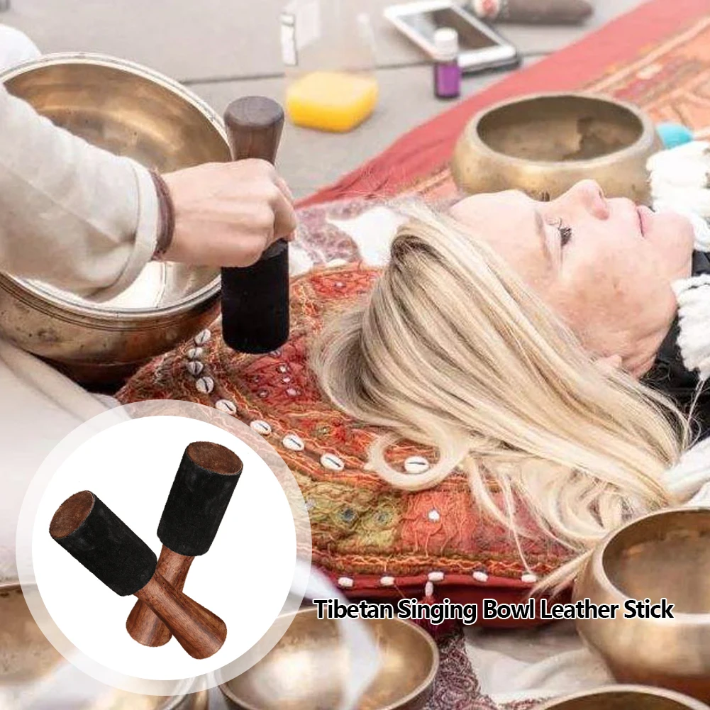 Microphone Cover 12/18cm Tibetan Singing Bowl Leather Stick Handmade Tibetan Buddhist Meditation Mallet