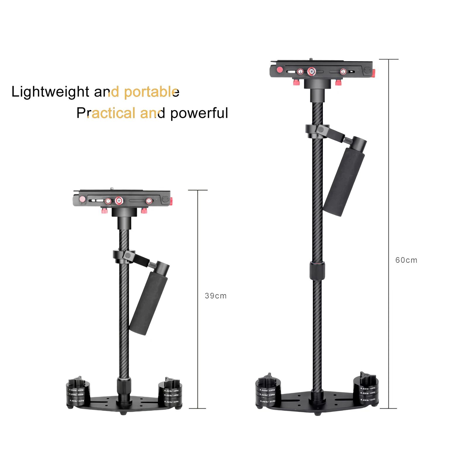S60 60cm 사진 비디오 핸드 헬드 안정기, 탄소 섬유 촬영 스테디캠 DSLR 스테디캠 캠코더 카메라 DSLR 캐논 니콘