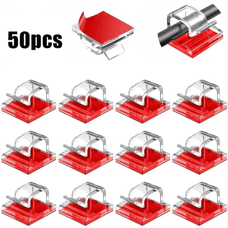 Cable Organizer Clips Cable Management Wire Manager Cord Holder Self-adhesive Line Bobbin Winder Wall Mounted Hook 10/20/50PCS cable organizer cable clip cable clamp