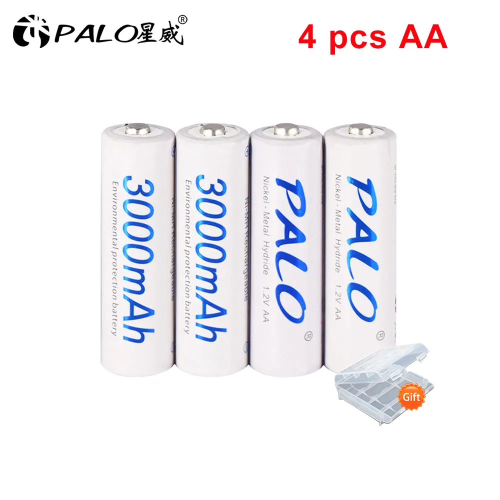 

PALO 4-20pcs 1.2v NIMH AA Battery 2A 3000MAH AA Rechargeable Battery aa ni-mh batteries battery rechargea for flashlight toys