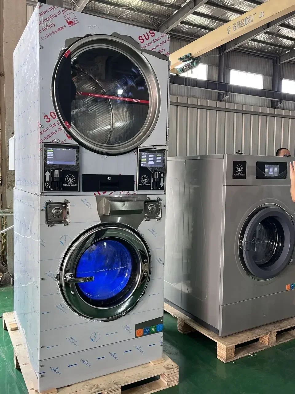 Commercial Laundry Dryer, 12/16kg, Fully Automatic Ultrasonic Cleaning, Stackable Touch Screen, Stainless Steel, Laundry Room 3