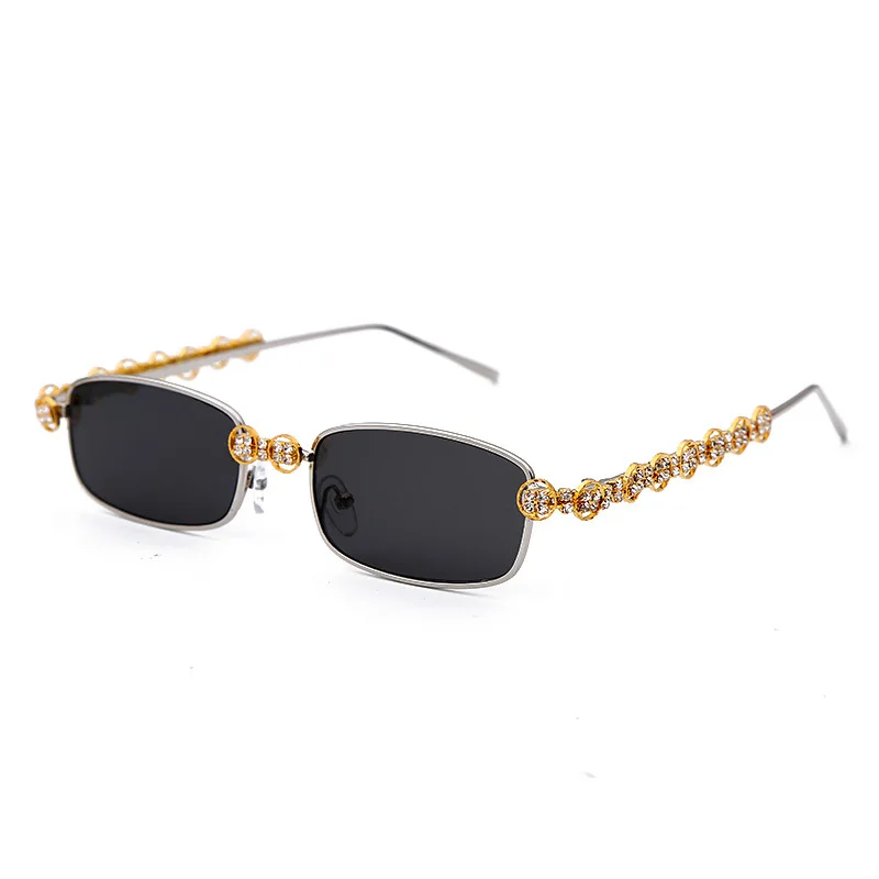

Женские солнцезащитные очки без оправы с бриллиантами 2023 прямоугольные солнцезащитные очки в стиле стимпанк винтажные зеркальные очки с кристаллами UV400 Oculos