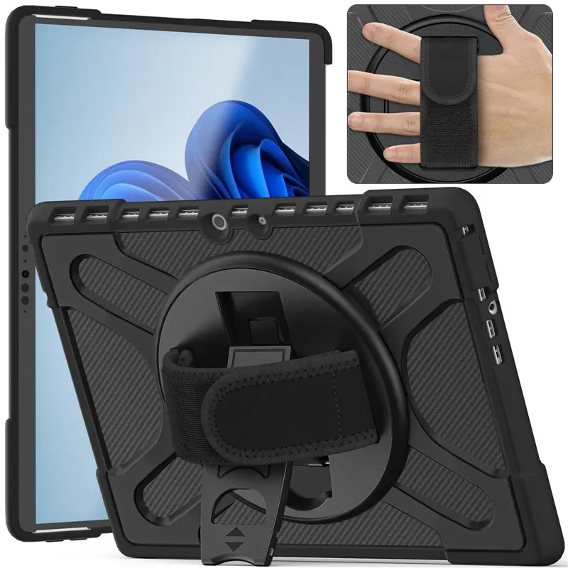 Capa de Tablet à Prova de Choque 360 Estojo Giratório para Microsoft Surface Pro 13 2023 12.3 go 3
