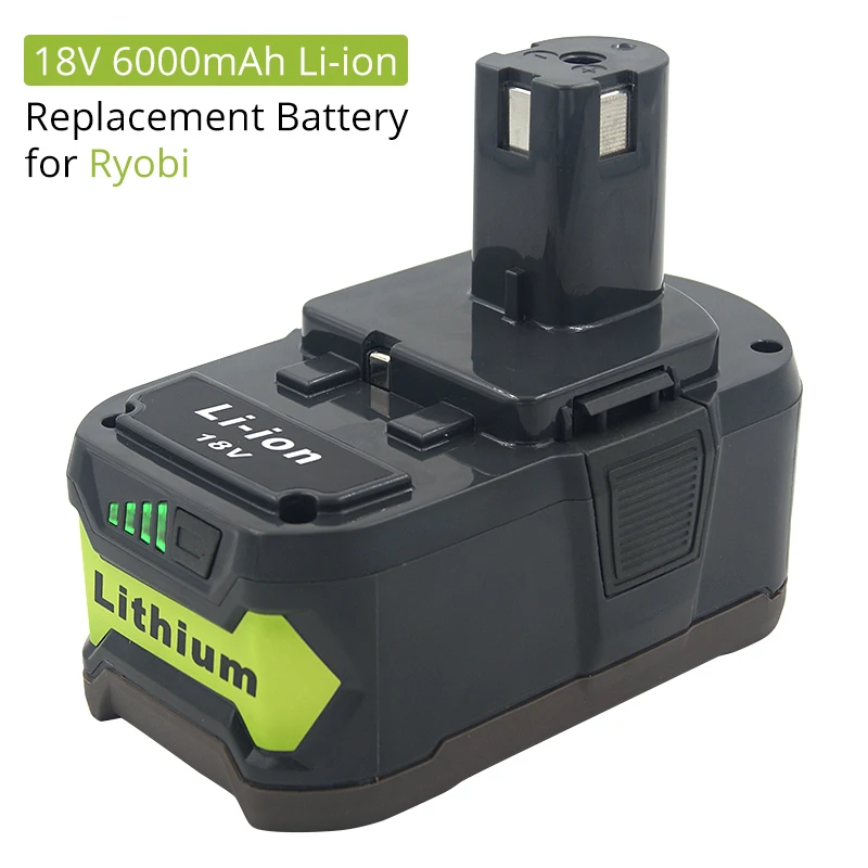 Batteria Ricaricabile Agli Ioni Di Litio 18V 6000Mah Per Ryobi One + Utensile Elettrico Cordless Bpl1820 P108 P109 P106 P105 P104 P103 Rb18L50 Rb18L40