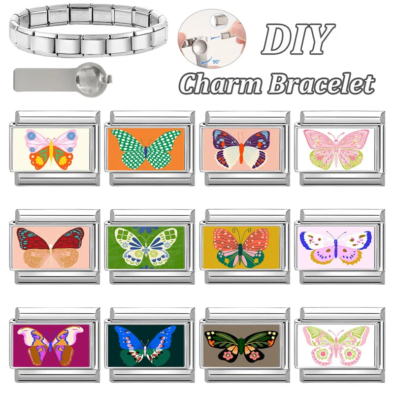 Butterfly Flower Series Charm Links Bracelet