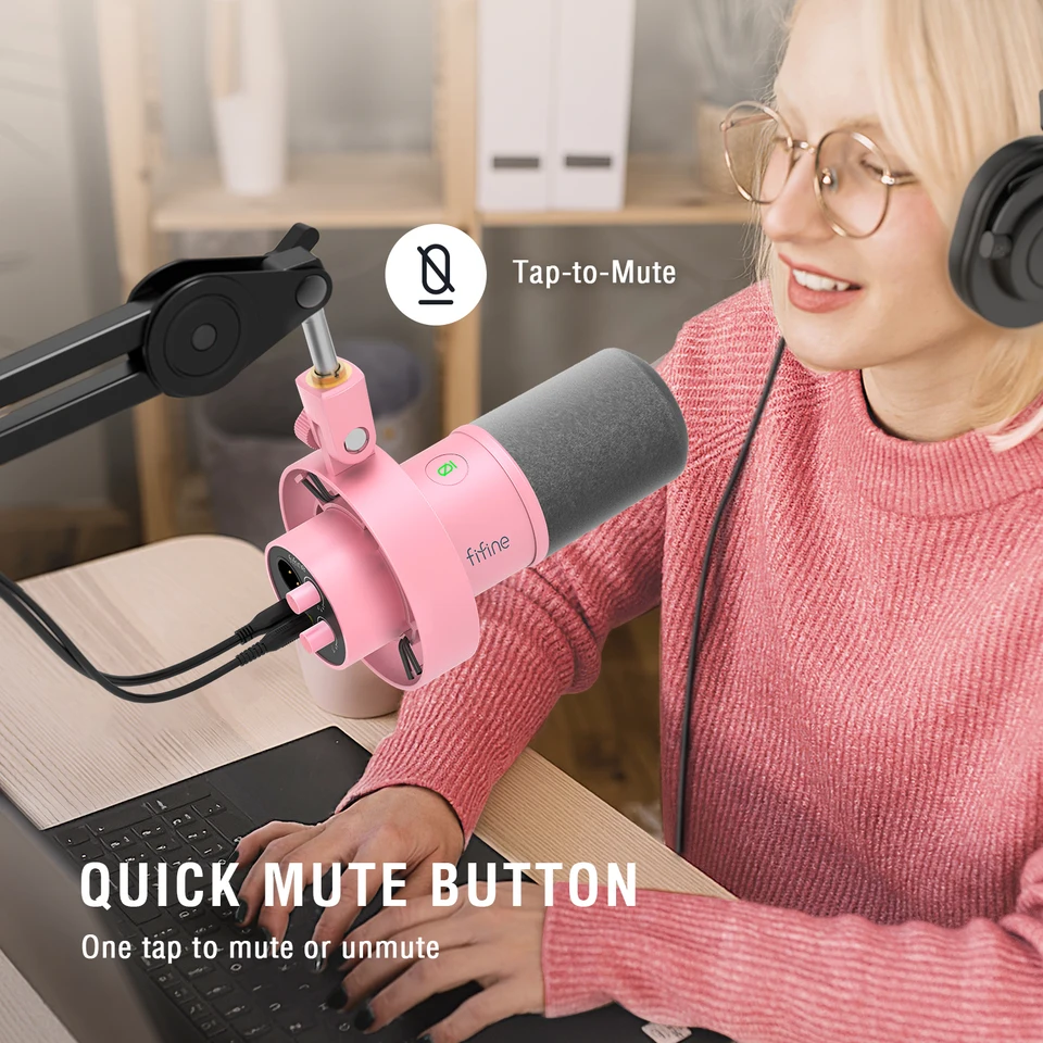 FIFINE XLR Dynamic Microphone for Recording,USB Streaming Mic with