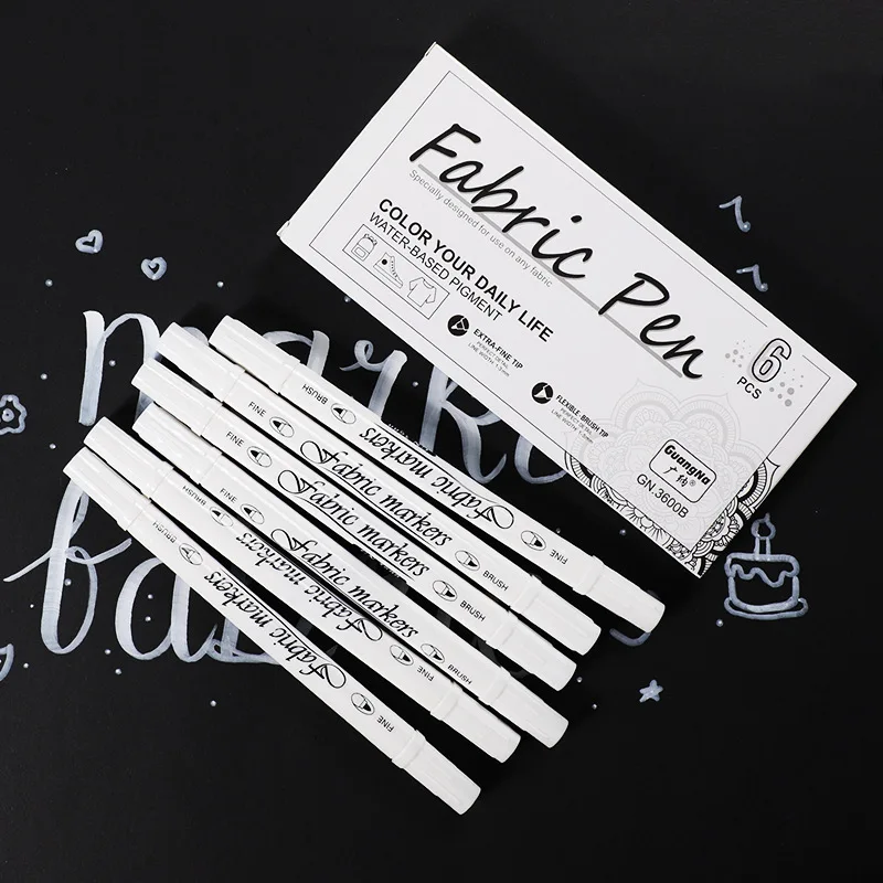White Fabric Markers Pens Set Dual Tip Permanent Fabric Art Paint Pens for T-Shirts Sneakers Canvas Bags Kids Adult Painting
