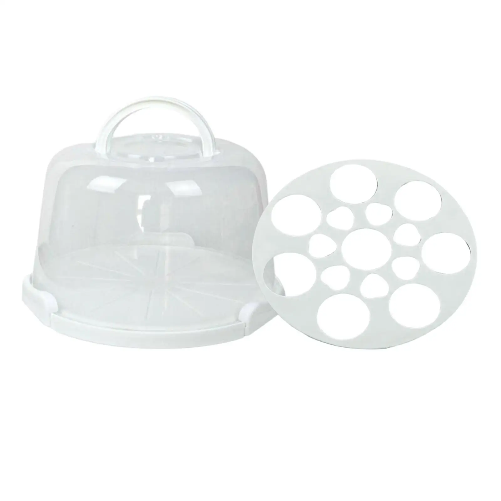 Cake Carrier with Lid and Handle Dustproof Round Cake Cover Portable Cake Box for Doughnuts Camping Desserts Cookies Dishes 3