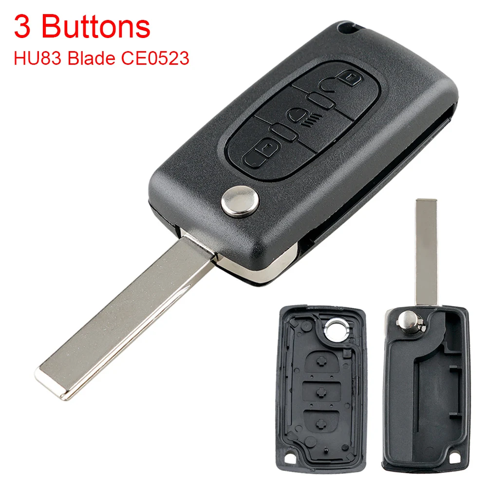 

3 Buttons Car Key Case Shell Fob Replacement Flip Folding Car Key Shell with Uncut Car Flip Key for Citroen C2 C3 C4 C5 C6